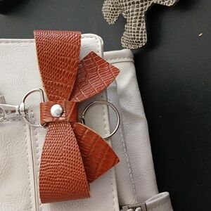 Croc embossed bow handbag charm